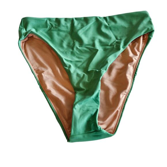 J Crew Bella High Leg High Waist Swim Bottom Green Women's Small Pool Beach - Picture 1 of 7